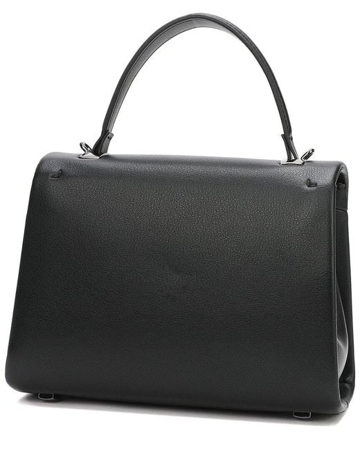 Tiffany & Fred Paris Black Full-grain Soft Leather Top Handle Shoulder Bag