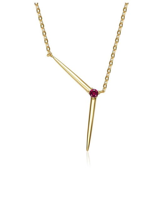 Genevive Jewelry Metallic 14k Over Silver Cz Necklace