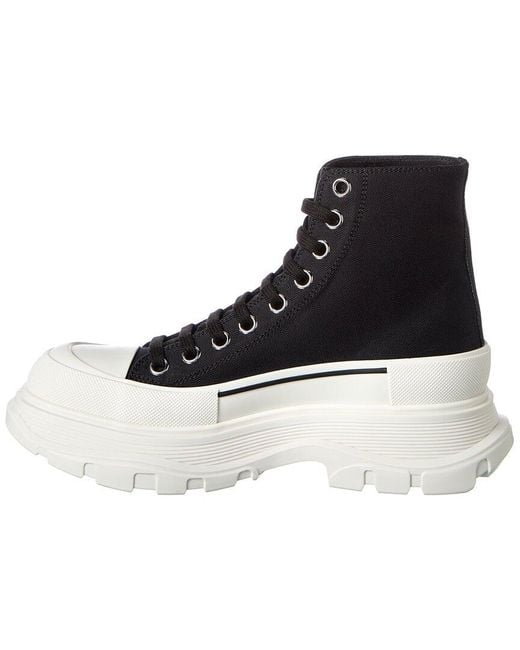 McQueen Black Tread Slick Canvas Boot