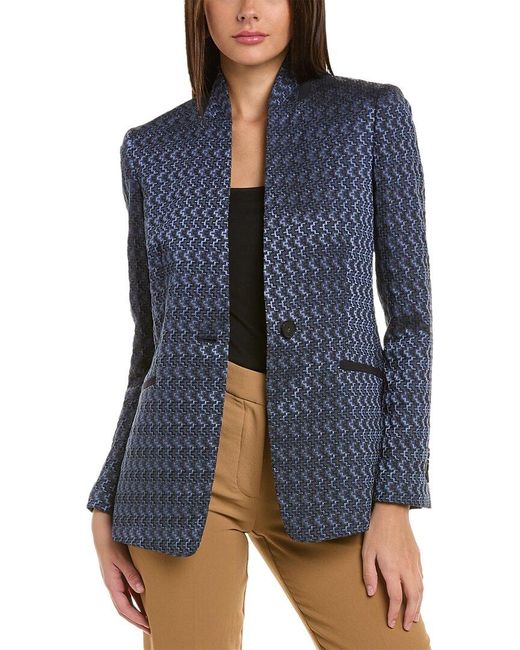 Lafayette 148 New York Blue Darcy Wool-blend Jacket
