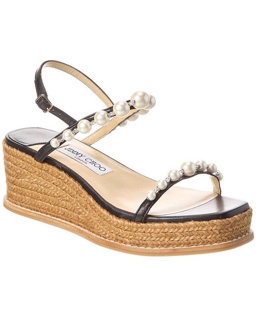 Jimmy Choo Metallic Amatuus 60 Leather Wedge Sandal