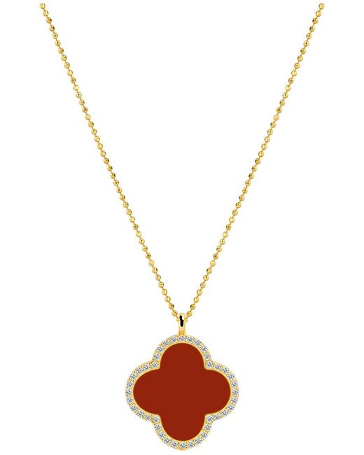 Gabi Rielle Metallic 14K Over Carnelian Cz Pendant Necklace