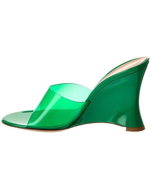 Gianvito Rossi Green 95 Vinyl & Patent Wedge Sandal