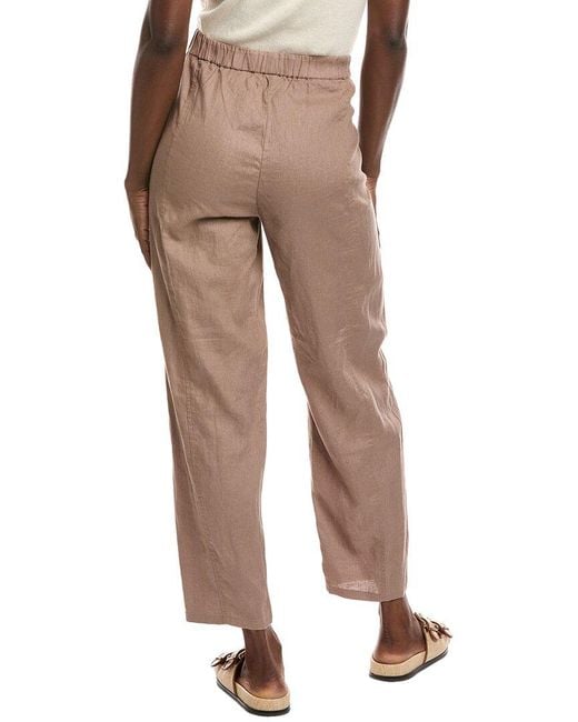 Eileen Fisher Brown Linen Ankle Lantern Pant