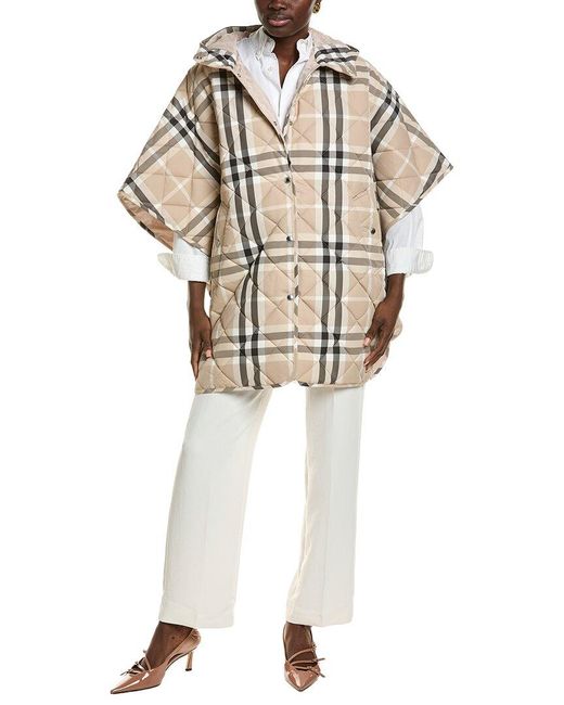 Burberry White Quilted Snap Poncho