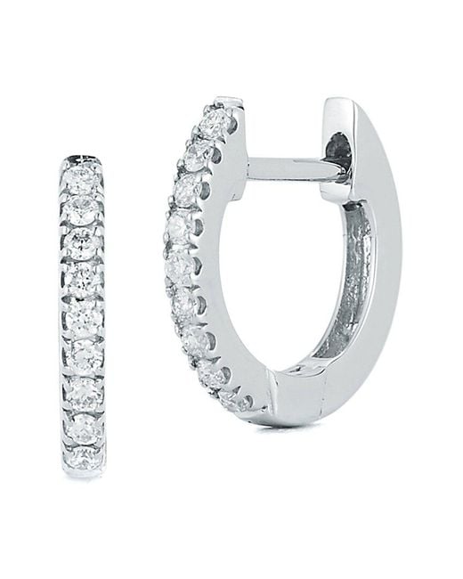 Nephora White 14k Diamond Huggie Earrings