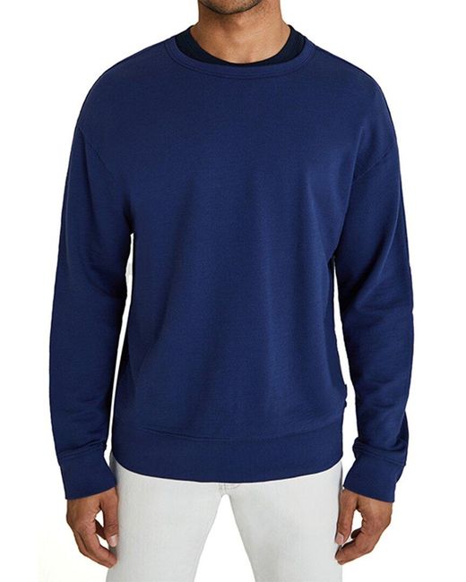 AG Jeans Blue Andre Paneled Crewneck Sweater for men