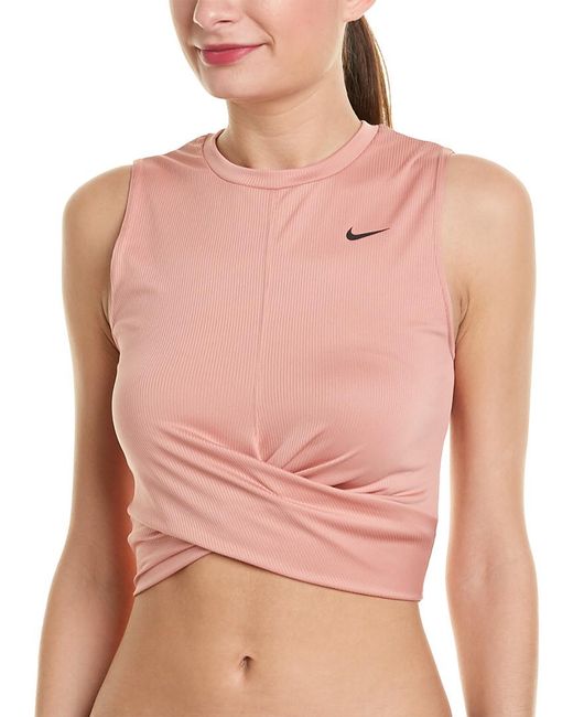 Nike Synthetic Dry Tank Crop Twist Ho in Pink | Lyst Australia