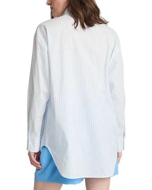 Kenneth Cole Blue Front Paneled 1/2-Zip Shirt