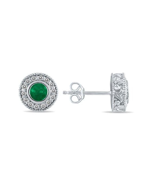 Gem Spark Green 14K 0.76 Ct. Tw. Diamond & Emerald Earrings