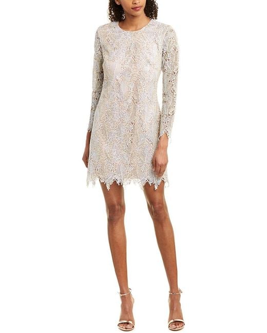 Dress the Population Grace Sequin Embroidered Lace Dress in Platinum ...