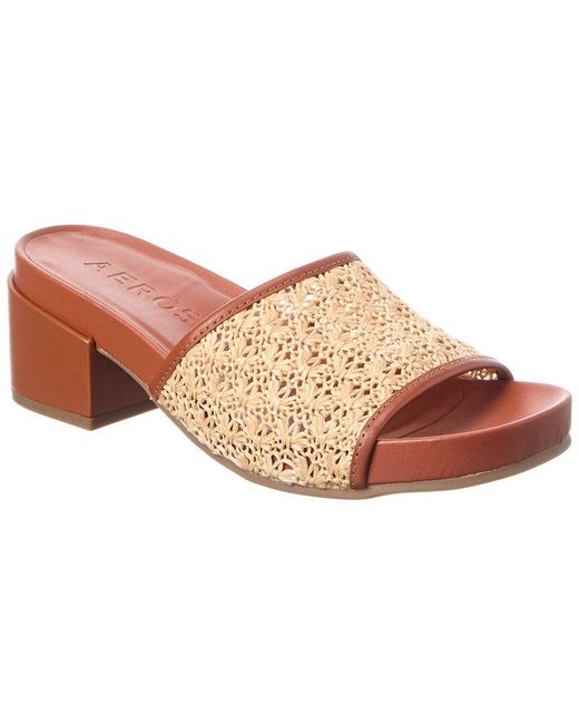 Aerosoles Pink Clark Heeled Leather & Canvas Sandal