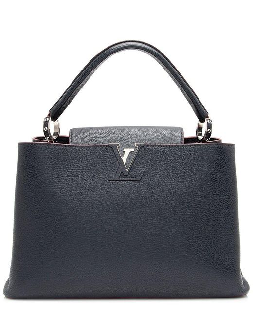 Louis Vuitton Blue Leather Capucines Mm (Authentic Pre-Owned)