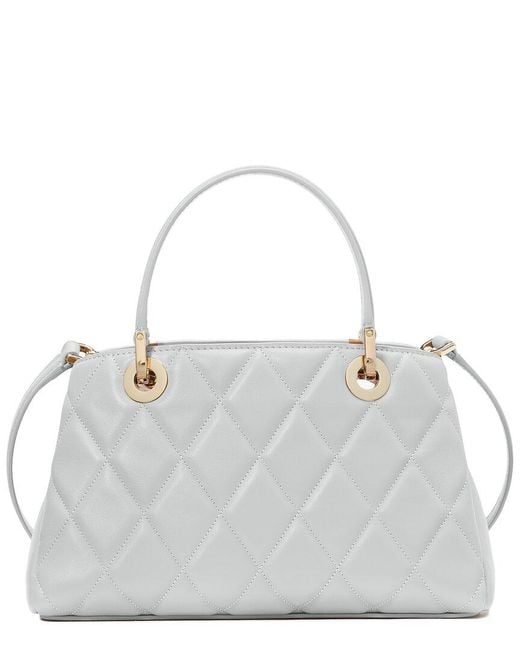 Kate Spade Gray Carey Smooth Quilted Small Leather Satchel
