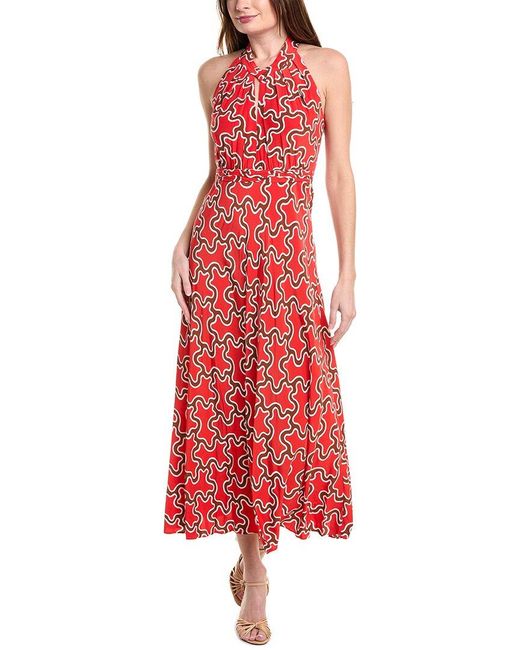 Diane von Furstenberg Red Nyck Maxi Dress