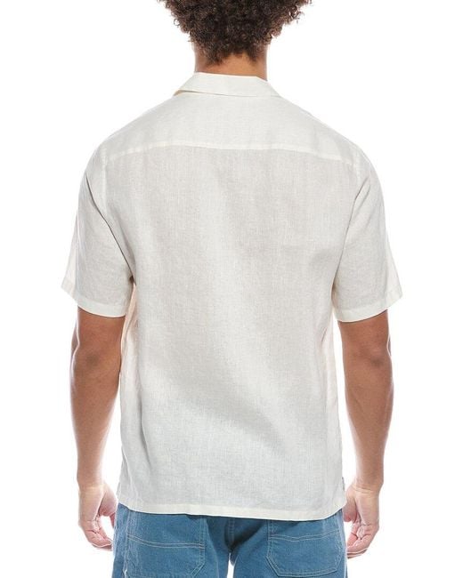 Theory White Daze Precise Linen Shirt for men