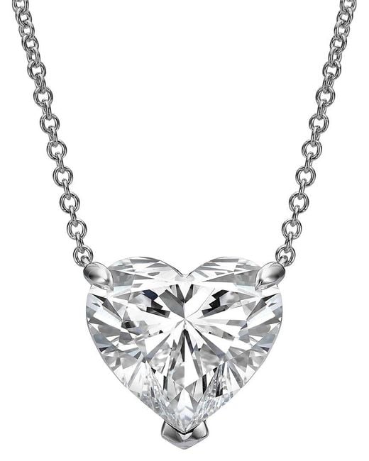 Lab Grown Diamonds Metallic 14k 5.50 Ct. Tw. Lab-grown Diamond Heart Pendant Necklace