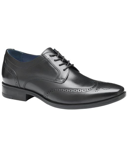 Johnston & Murphy Black Gibbons Wingtip Leather Oxford for men