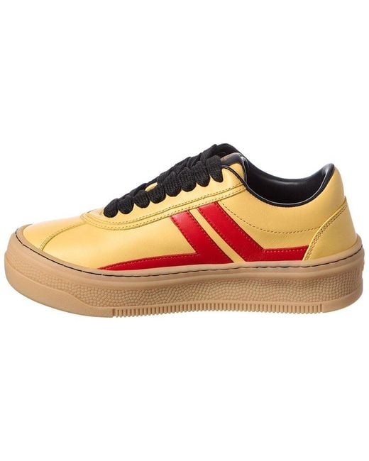 Lanvin Orange Semelle Haute Leather Sneaker
