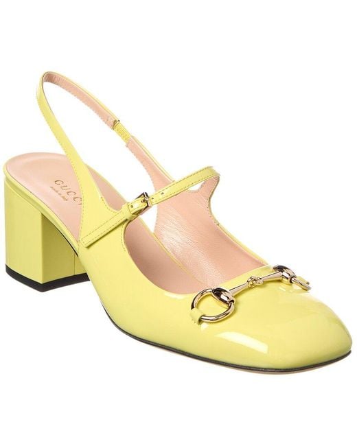 Gucci Yellow Horsebit Patent Slingback Pump