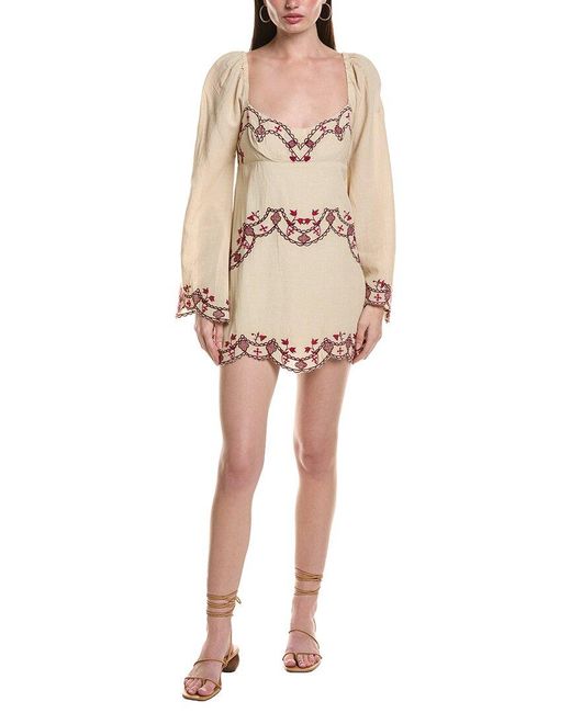Free People Natural Bali Marlene Linen-Blend Mini Dress