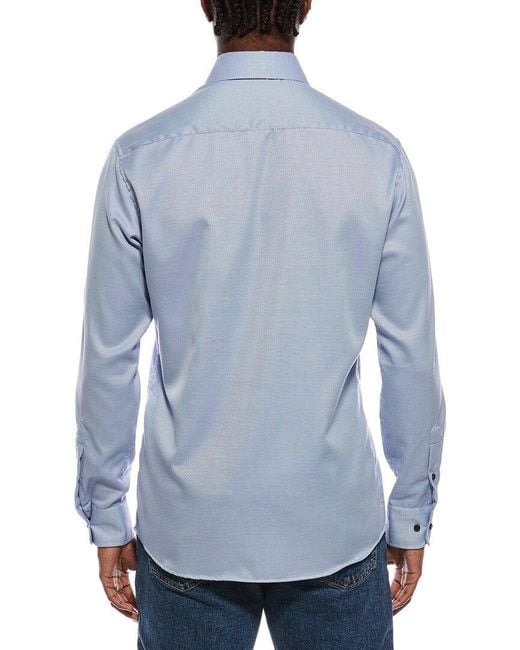 Eterna Blue Italian Structured Dobby Modern Fit Shirt for men