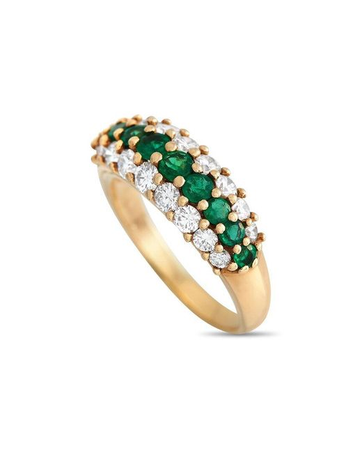 Tiffany & Co Metallic 18K 1.70 Ct. Tw. Diamond & Emerald Ring (Authentic Pre-Owned)