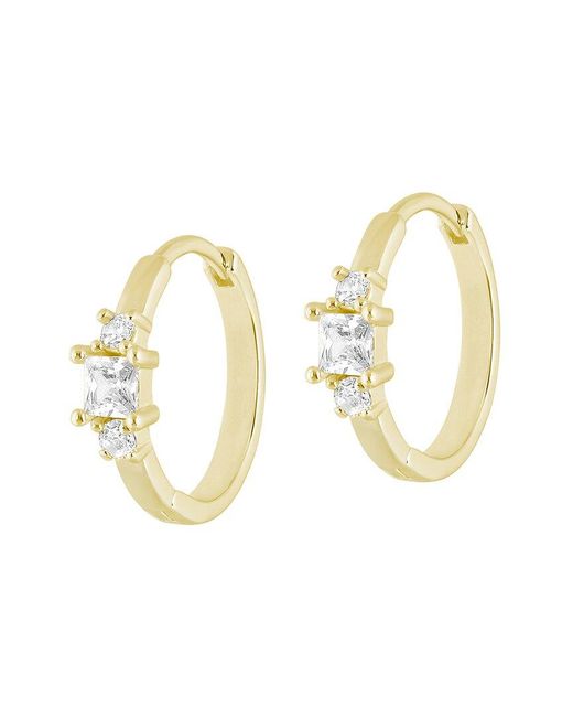 Electric Picks Metallic 14K Plated Cz Shine On Hoop Earrings