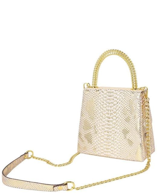 Tiffany & Fred Paris Metallic Embossed Mini Leather Satchel