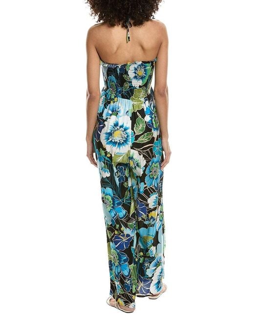 Johnny Was Blue Sweetheart Silk-Blend Jumpsuit