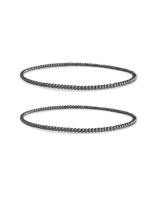 Sterling Forever White Beaded Stretch Bracelet Set