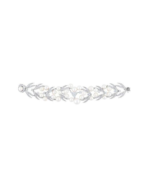 Diana M White Fine Jewelry 14K 11.00 Ct. Tw. Diamond & 6-11Mm Pearl Bracelet