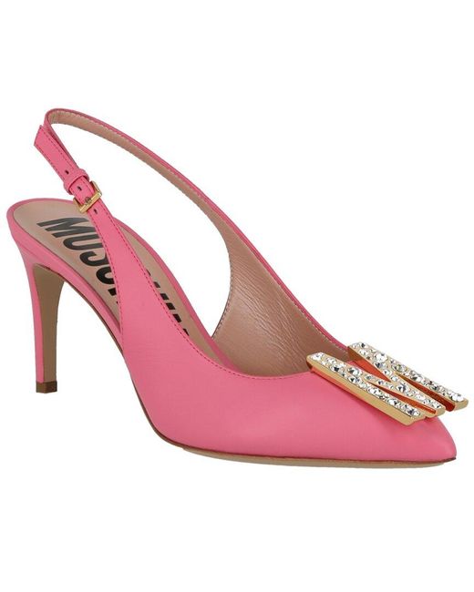 Moschino Pink Logo Leather Pump