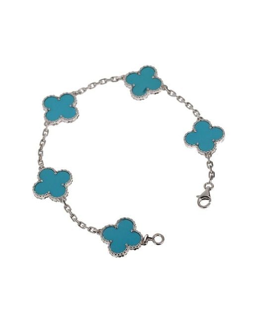 Van Cleef & Arpels Blue 18K 5 Motif Vintage Alhambra Bracelet (Authentic Pre-Loved)