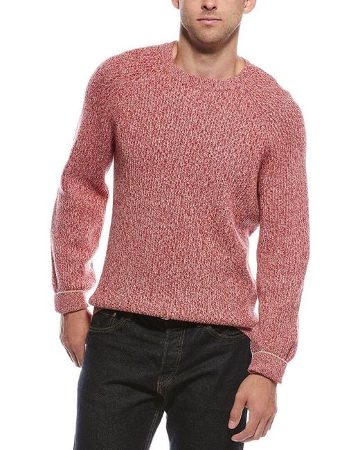Brunello Cucinelli Red Wool, Cashmere, & Silk-Blend Crewneck Sweater for men