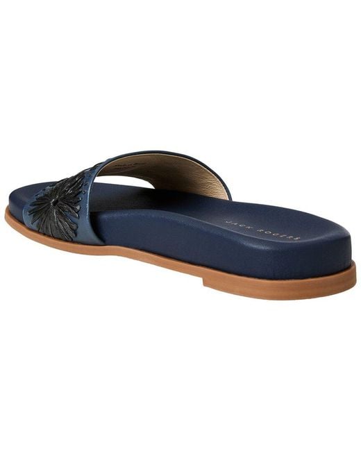 Jack Rogers Blue Somerset Raffia & Leather Sandal