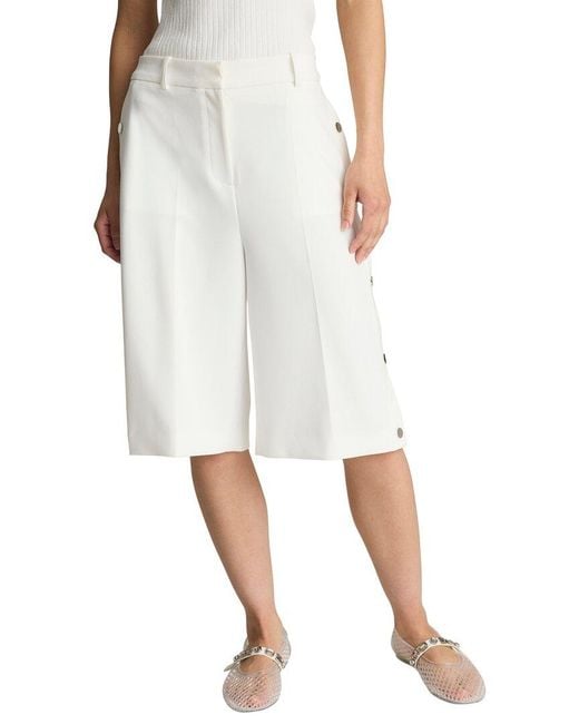 Kenneth Cole White High-Rise Fly Front Rivet Side Snap Short
