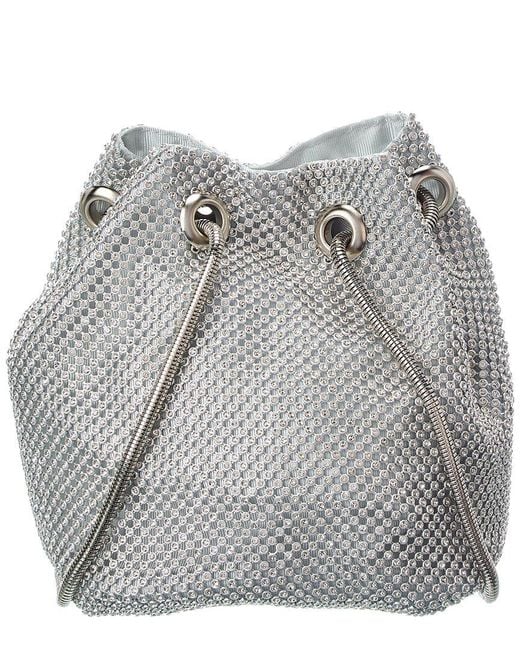 Rene Ruiz Gray Allover Crystal Bucket Bag