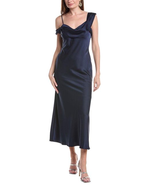 Laundry Blue By Shelli Segal Easy One Shoulder Satin Dress