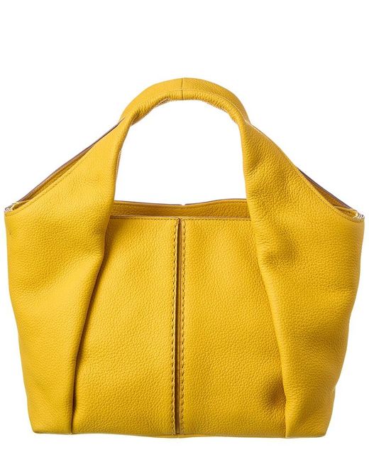 Tod's Yellow Logo Leather Tote