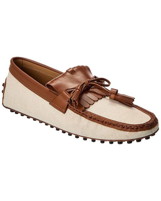 Tod's Brown Canvas & Leather Loafer for men