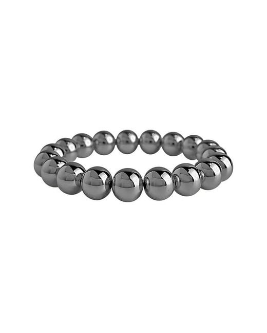 Sterling Forever White Beaded Stretch Bracelet