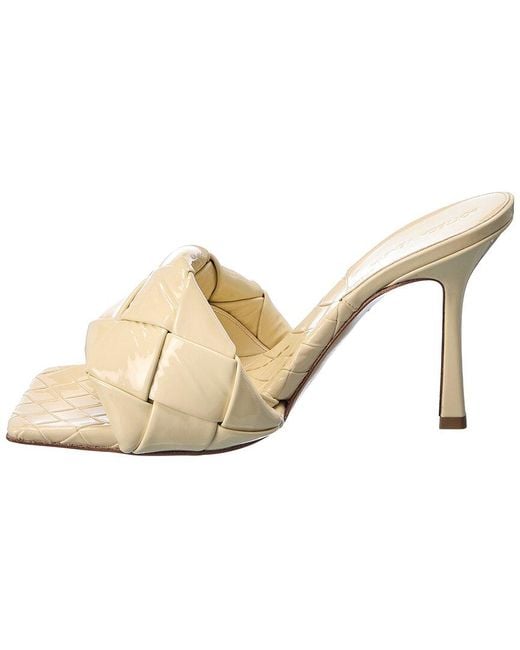Bottega Veneta Natural The Lido Intrecciato Patent Sandal