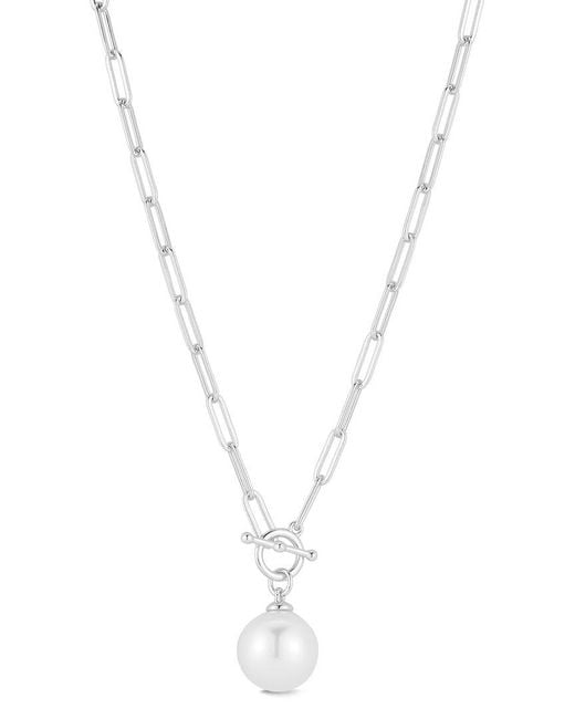 Glaze Jewelry Metallic Plated 11.5Mm Pearl Toggle Necklace