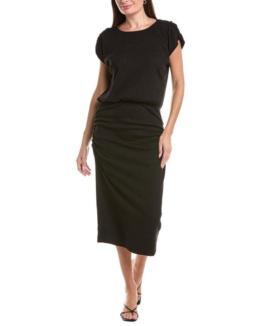 Michael Stars Black Pippa Gathered Midi Dress