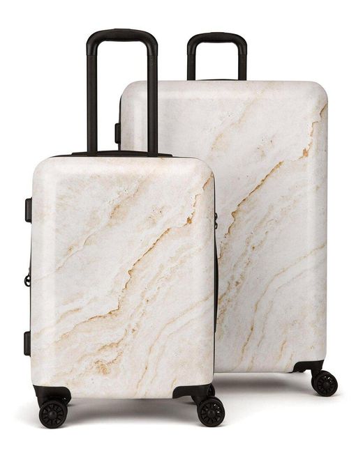 CALPAK Gray Marble 2Pc Expandable Luggage Set