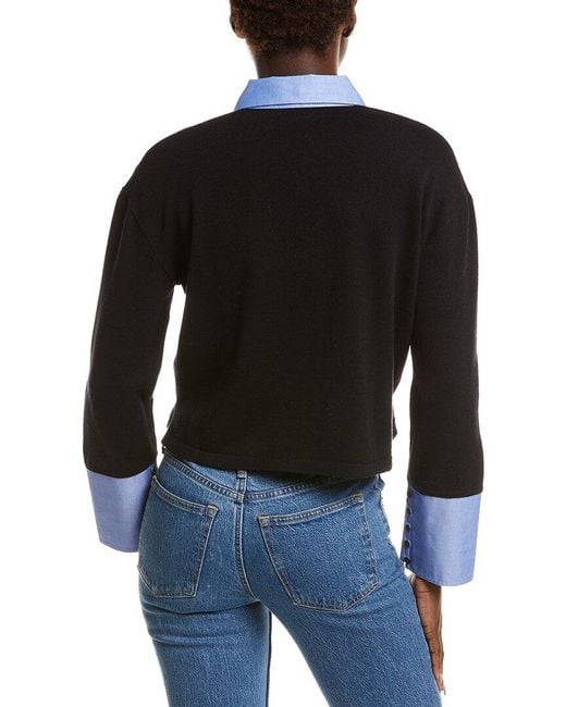 NAADAM Black Mixed Media Button Down Cashmere-Blend Shirt