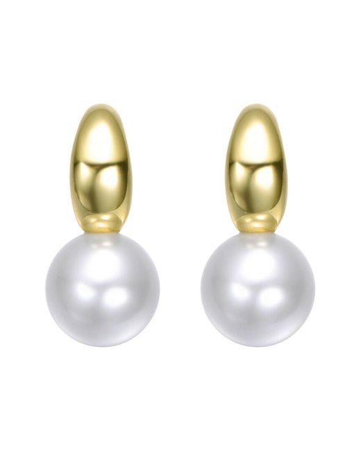 Rachel Glauber Metallic 14K Pearl Dangle Earrings