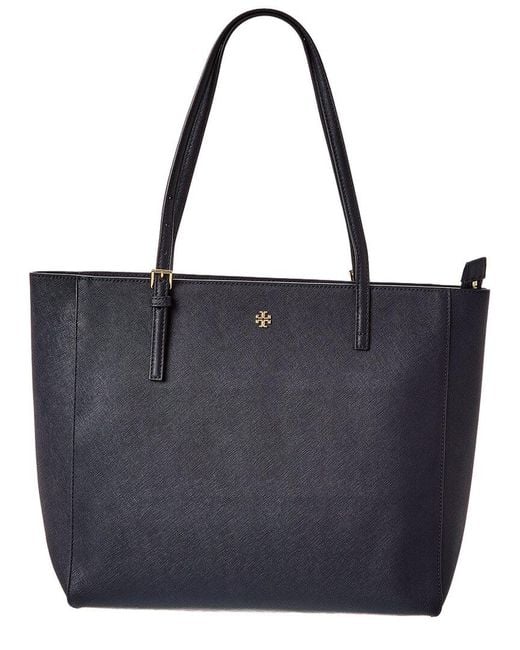 Tory Burch Emerson Leather Tote in Black | Lyst