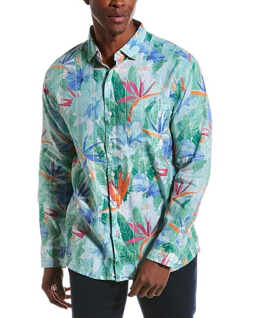 Tommy Bahama Blue Barbados Breeze Airy Blooms Linen-blend Shirt for men